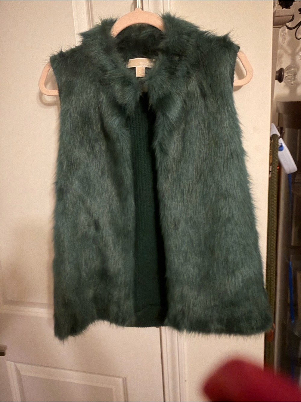 MICHAEL Michael Kors Deep Green Faux Fur Sleeveless Vest